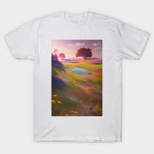 Adorable Field of Colorful Flowers & Trees - Garden - Nature T-Shirt